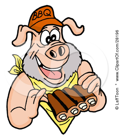 Anonymous-28196-Clipart-Illustration-Of-A-Pig-With-A-Beard-Wearing-A-Bib-And-Chowing-Down-On-Ribs