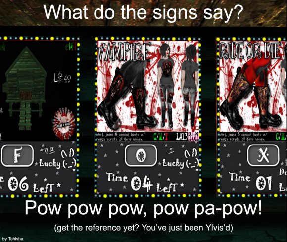 What do the signs say