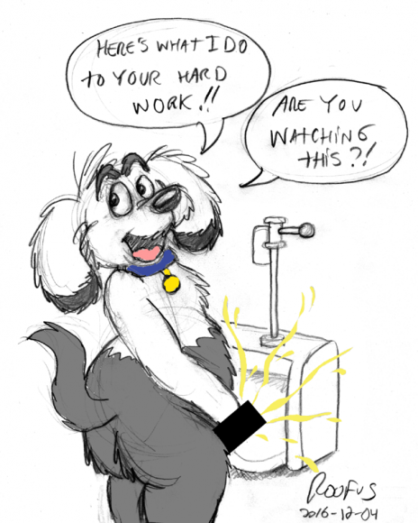 Roofus Roo - 2016-12-04 Mutt at the urinal